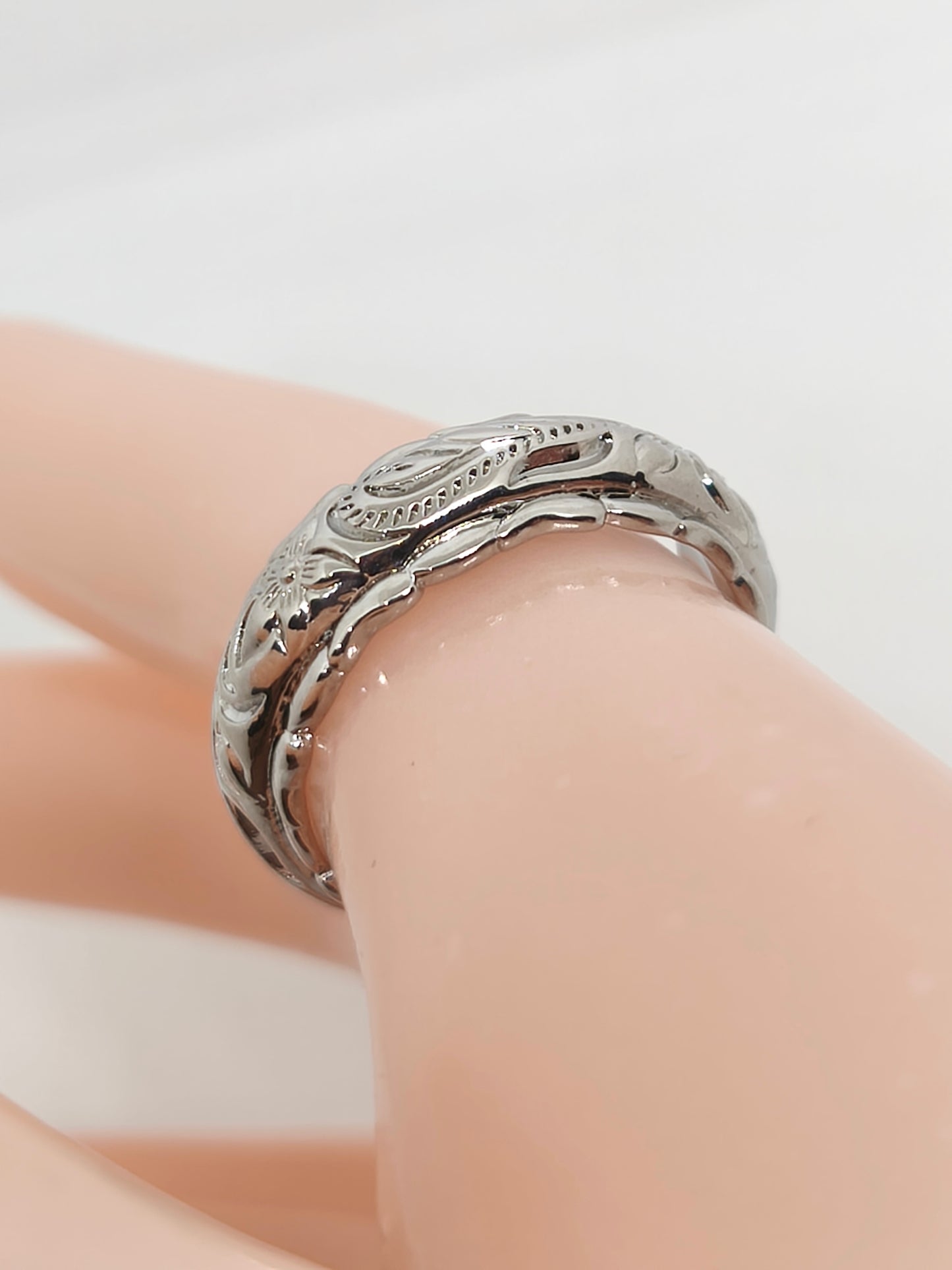 Bague anneau en acier inoxydable plaqué argent