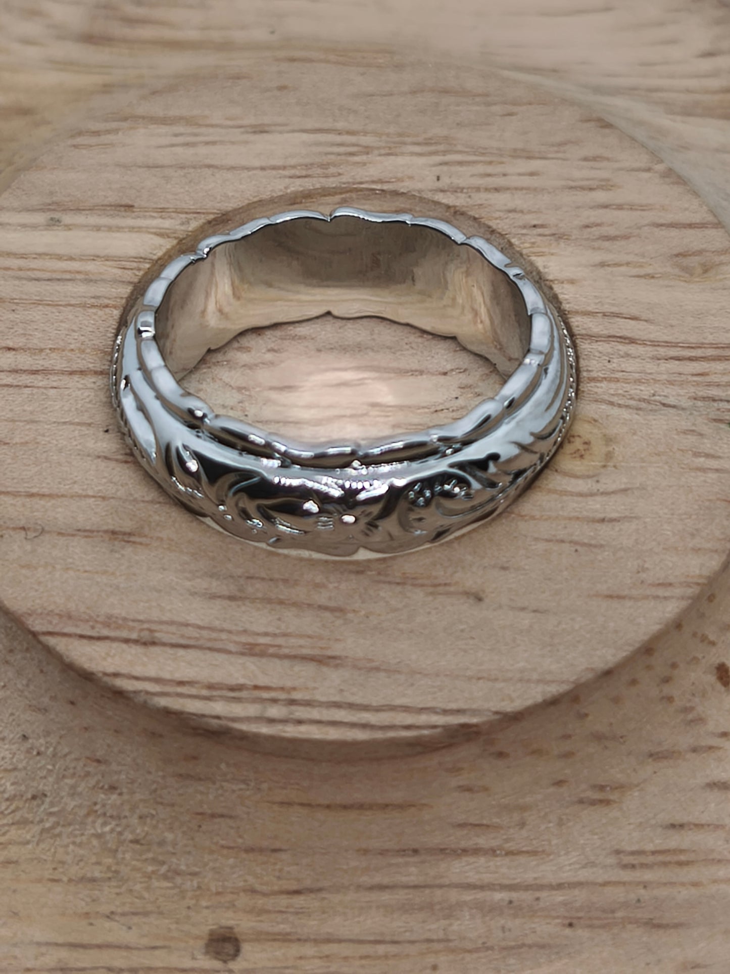 Bague anneau en acier inoxydable plaqué argent