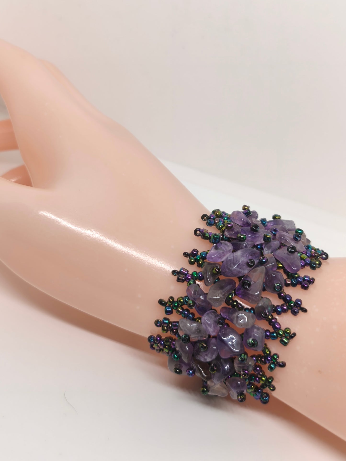 Bracelet en chips de pierre d'améthyste