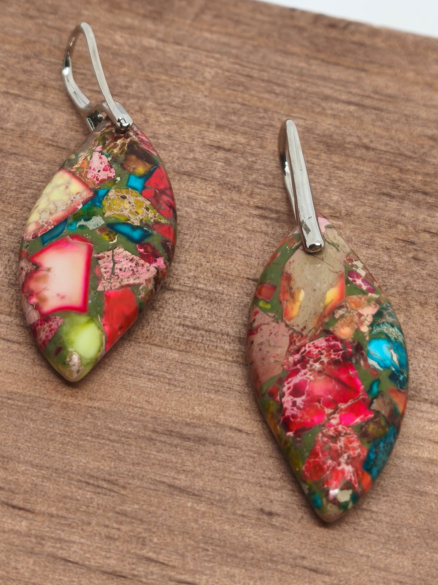 Boucles d'oreilles en jaspe impérial multicolore