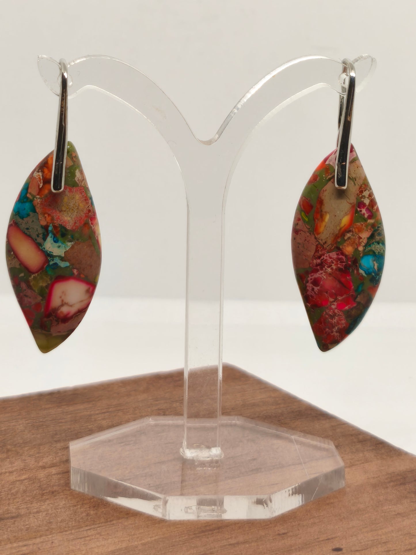 Boucles d'oreilles en jaspe impérial multicolore