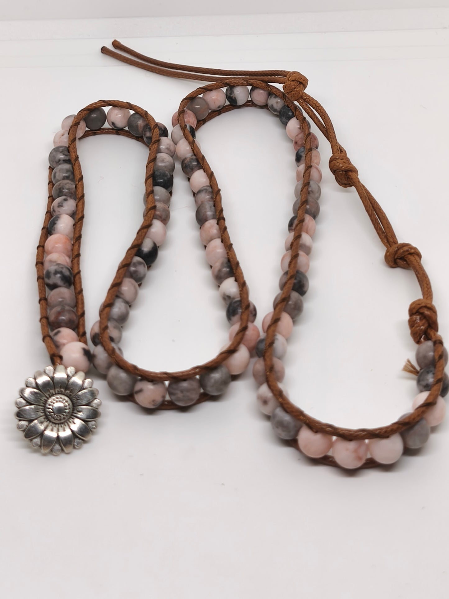 Bracelet enveloppant jaspe rose 6mm