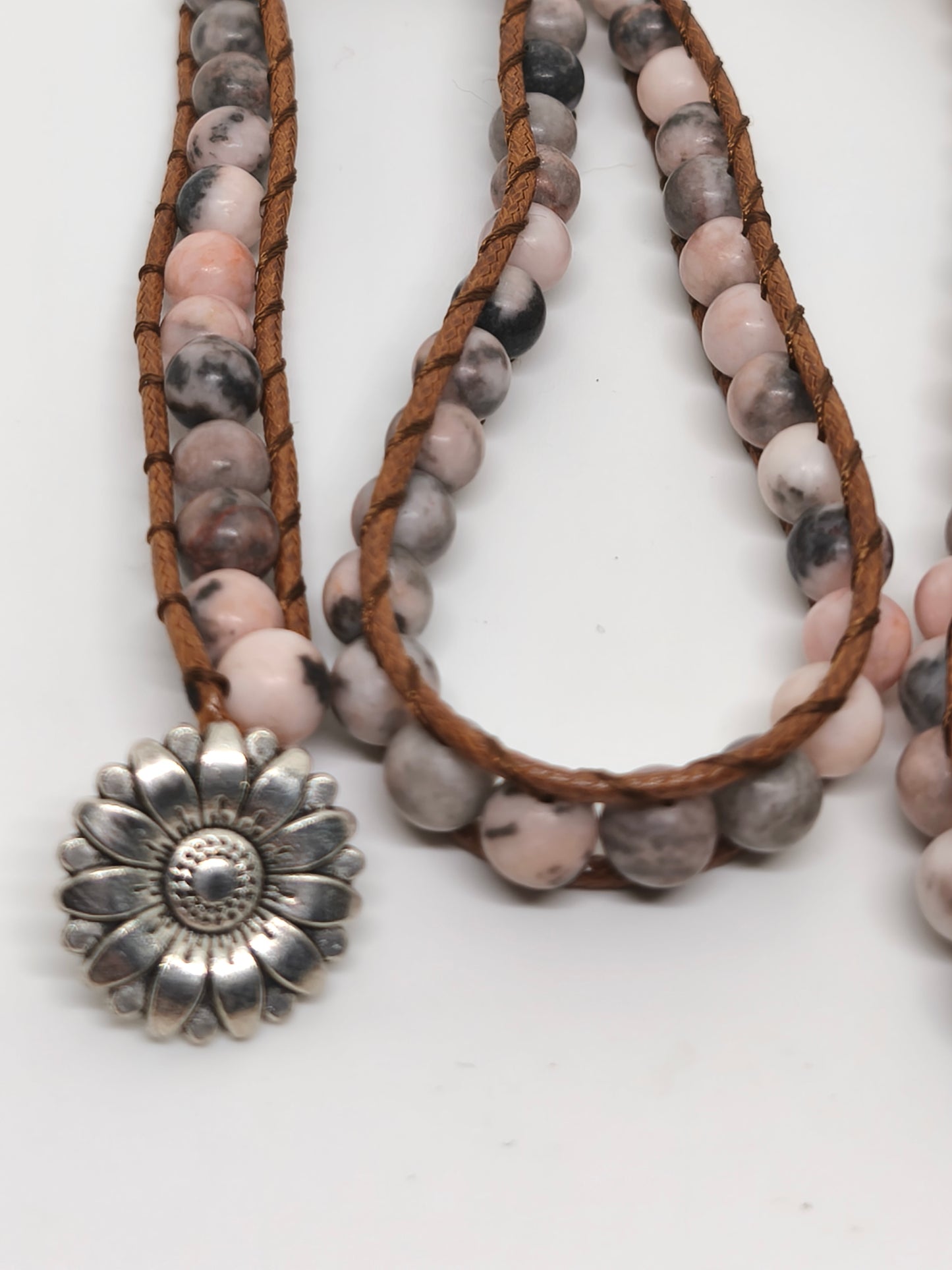 Bracelet enveloppant jaspe rose 6mm