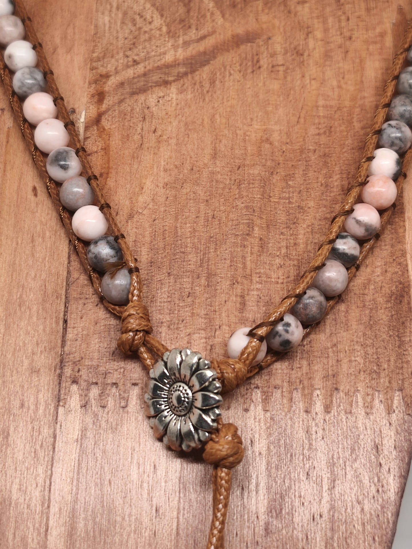 Bracelet enveloppant jaspe rose 6mm