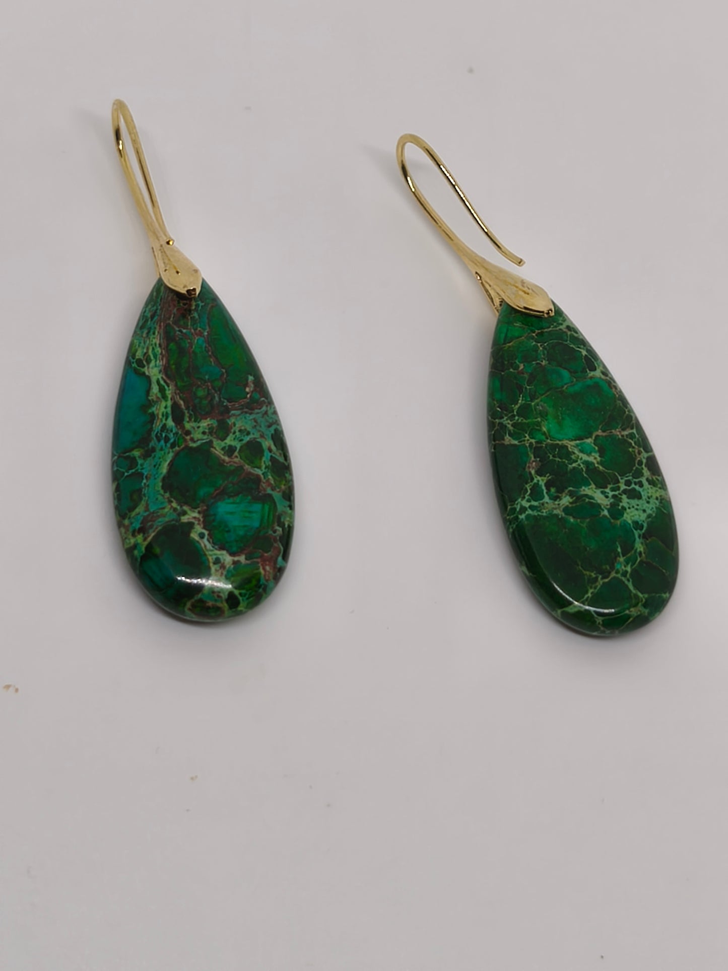 Boucles d'oreilles en jaspe impérial vert