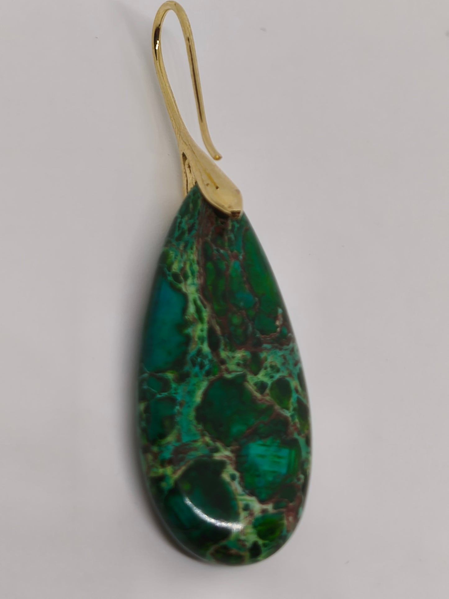 Boucles d'oreilles en jaspe impérial vert