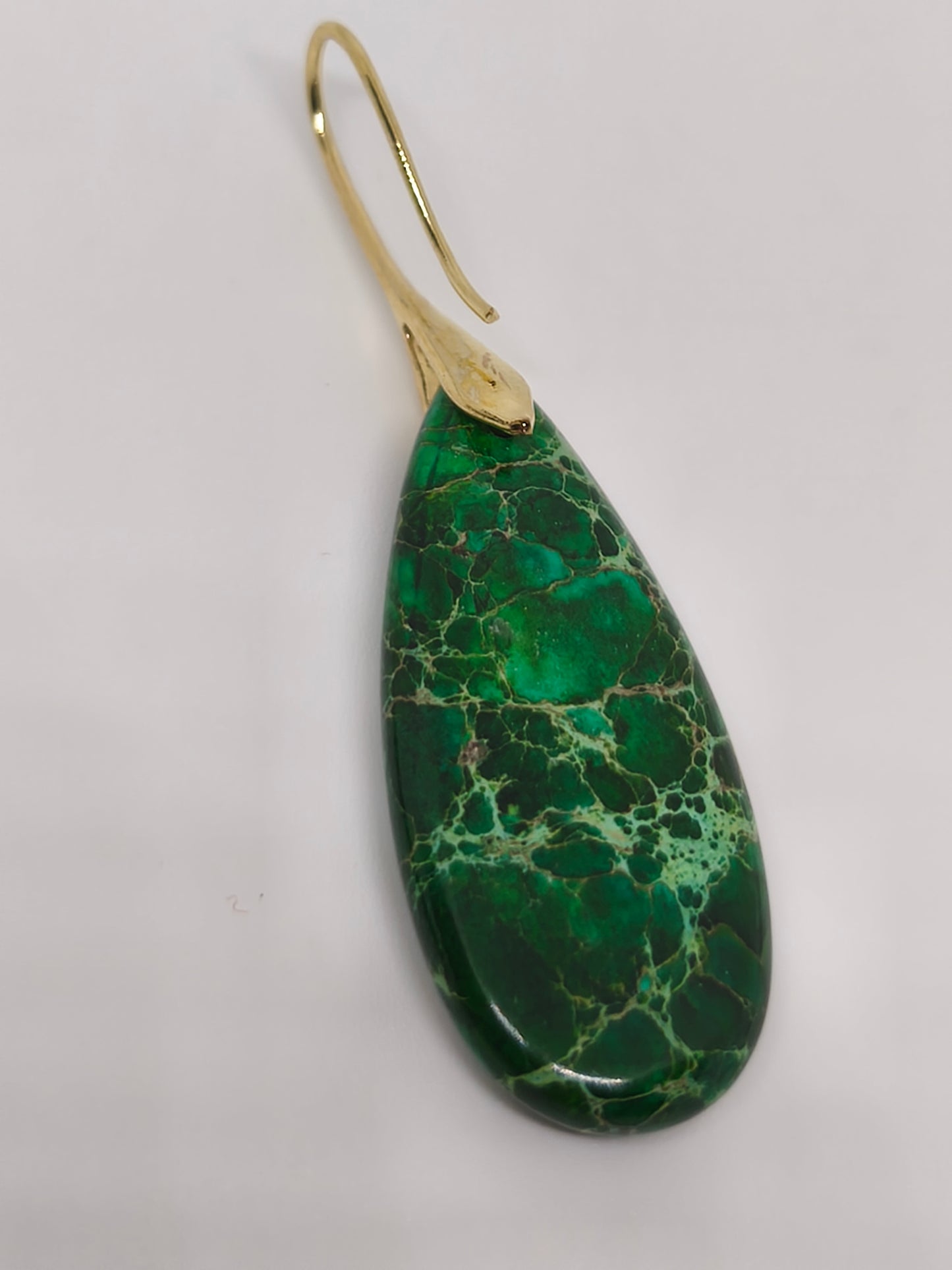 Boucles d'oreilles en jaspe impérial vert