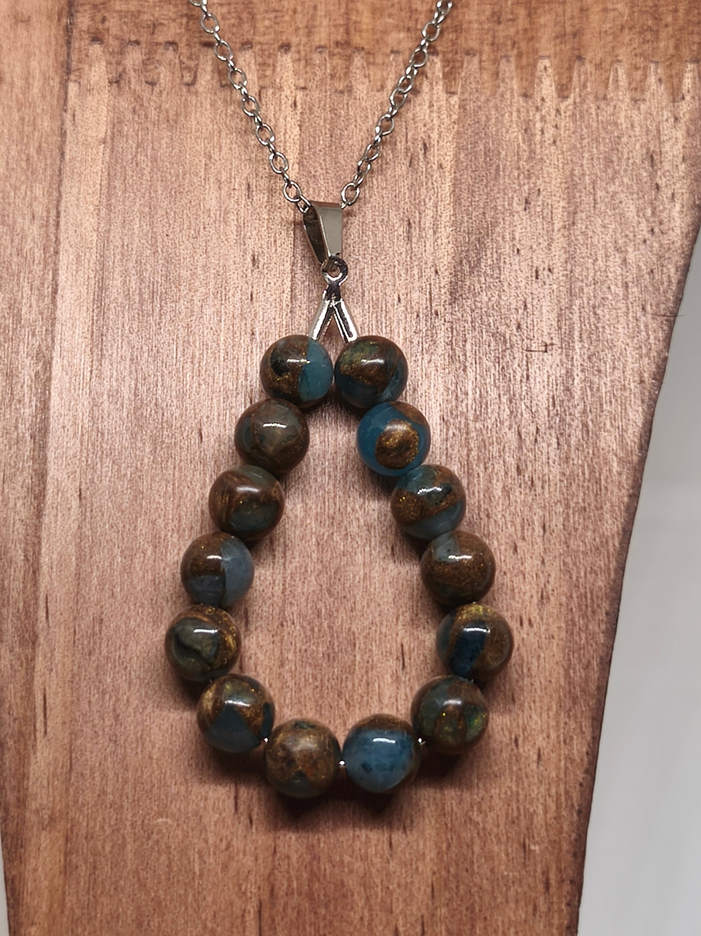 Collier en jaspe bleu lac cloisonné 6mm