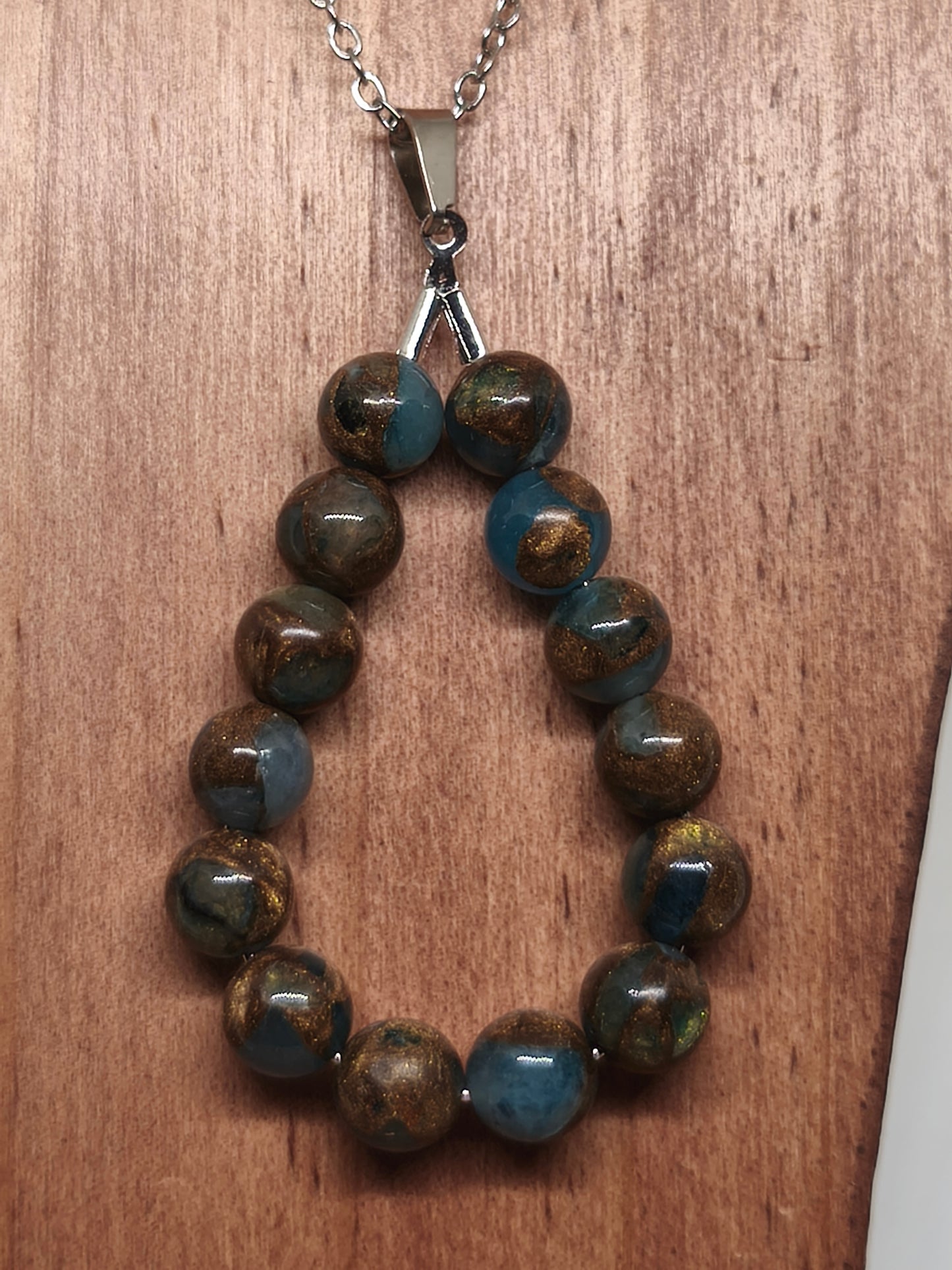 Collier en jaspe bleu lac cloisonné 6mm