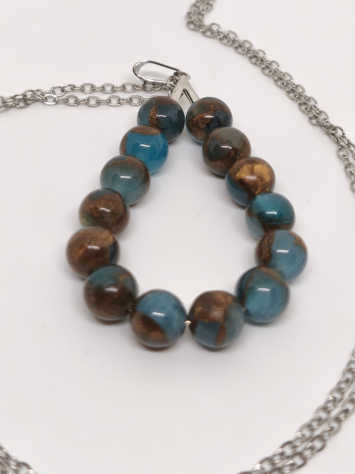 Collier en jaspe bleu lac cloisonné 6mm