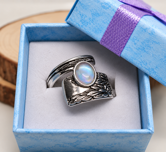 Bague en argent et quartz aura 18mm