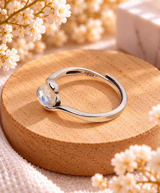 Bague en argent sterling 925 et quartz aura